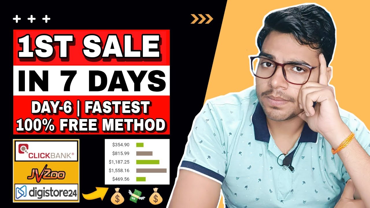 1st 99.9% SALE On ClickBank | Fastest 100% Free Method  | Affiliate Marketing For Beginners | Day-6